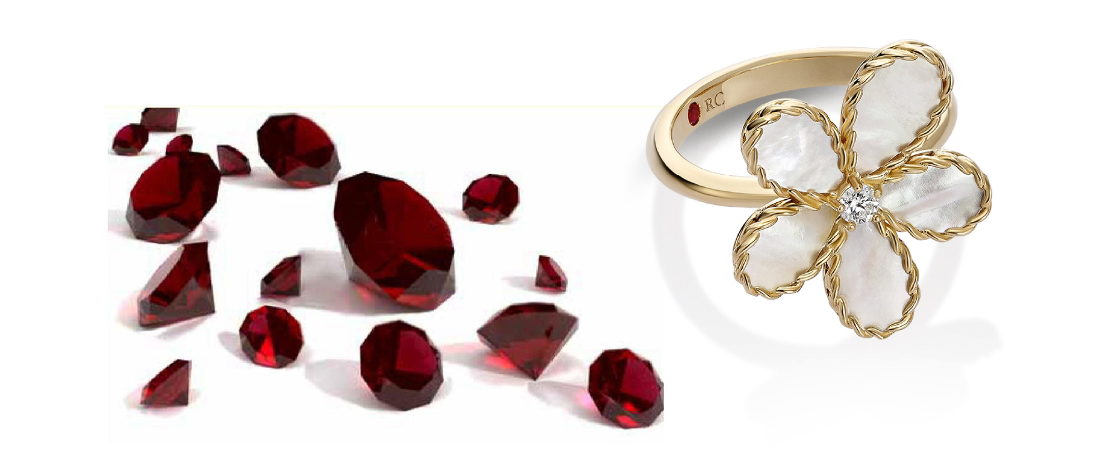 ロベルトコインのダイヤモンド付きプリンセスフラワーリング